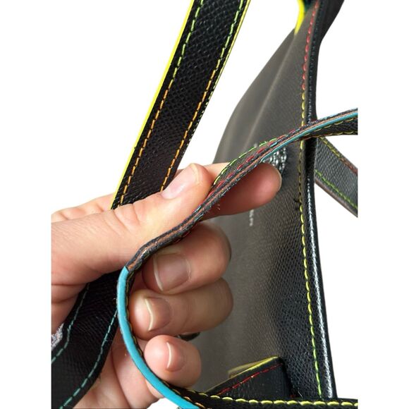 Kurt Geiger London Black Neon Multicolor Leather Richmond Tote Black - Picture 9 of 15